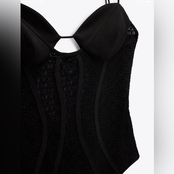 Zara lace bodysuit corset cut out , openwork embroidery - Picture 7 of 12